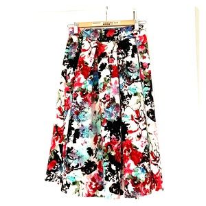 Haute Monde floral midi pleated skirt Sz S